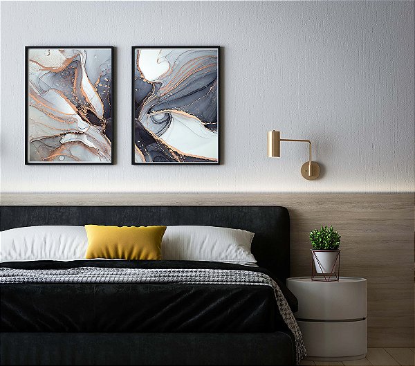 QUADROS ABSTRATOS GEOMÉTRICOS KIT COM 2 PEÇAS 50 x 70 cm CADA