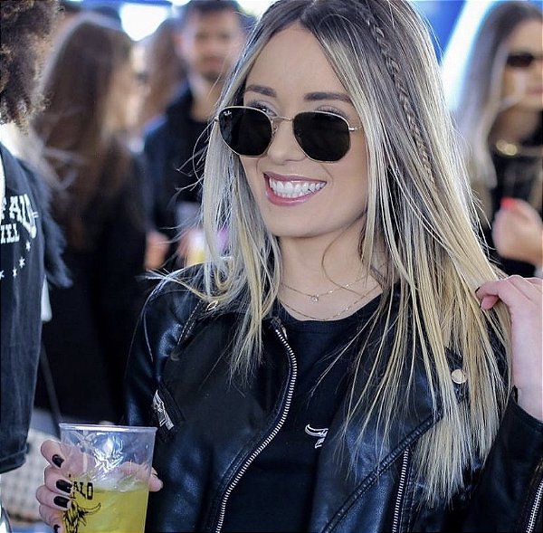 Óculos de Sol Ray Ban Hexagonal Preto Metal Dourado Feminino e Masculino