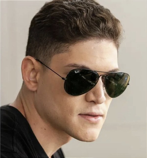 Óculos de Sol Ray-Ban Aviador Lente Preto Armação Metal Feminino e Masculino