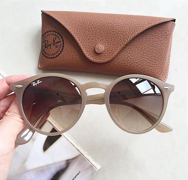 Óculos de Sol Ray-Ban Rb2180 Round Acetato Bege Redondo Feminino e Masculino