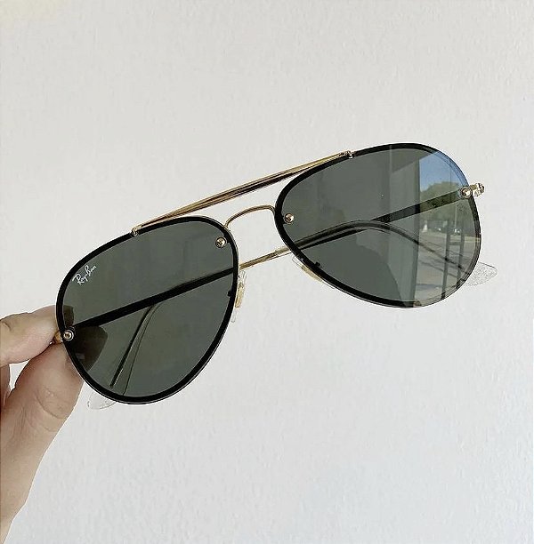 Óculos de Sol Ray-Ban Lançamento Aviador Blaze Lente Preto Armação Metal Feminino e Masculino