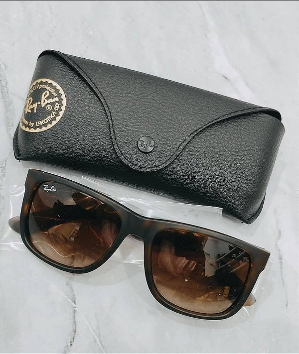 Óculos de Sol Ray-Ban Justin 4165 Tartaruga Onça Fosco Emborrachado Masculino – Proteção UV400