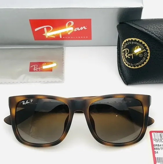 Óculos de Sol RayBan Justin 4165 Tartaruga Onça Fosco Emborrachado Masculino – Proteção UV400