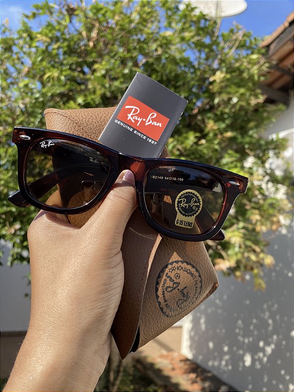 Óculos de Sol Ray-Ban Wayfarer 2140 Marrom degrade Lente Cristal Feminino/Masculino - Proteção UV400