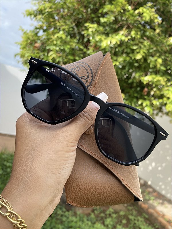 Óculos de Sol Ray-Ban Hexagonal Acetato lente Preto Armação Fosco Masculino Proteção Uv400