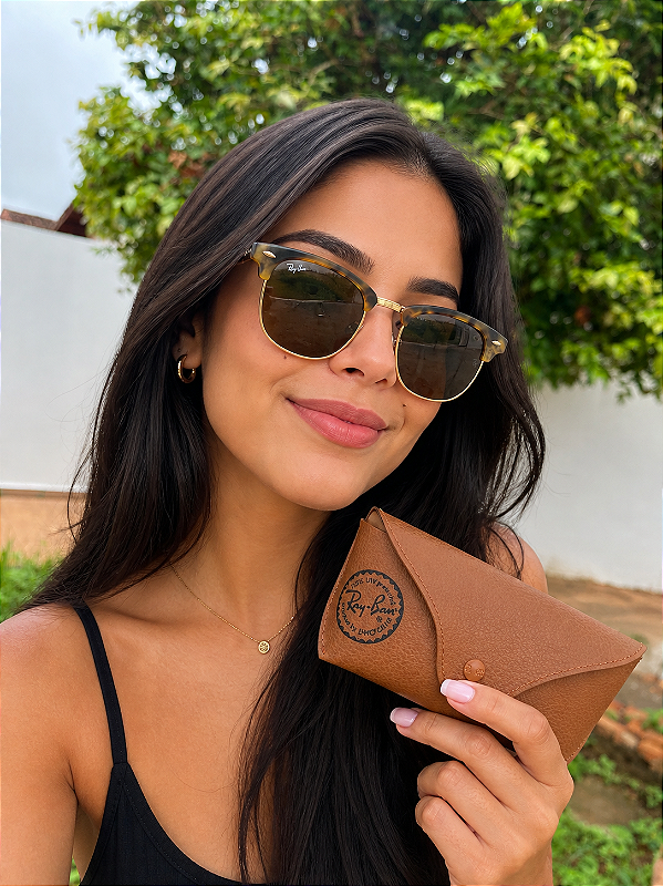 Oculos de Sol Ray-Ban Clubmaster Onça Fosco Tartaruga Feminino Masculino Lançamento
