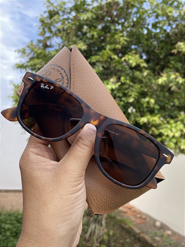 Óculos de Sol Ray-Ban Wayfarer Tartaruga Rb2140 Armação Fosco Onça Feminino/Masculino