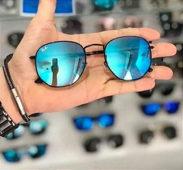 Óculos de Sol Ray-Ban Hexagonal Espelhado Azul Masculino e feminino Round -  Óculos de Sol / Moda e Acessórios - Preço Baixo