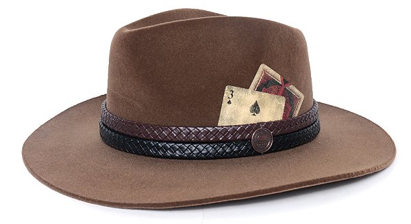 Chapéu Fedora Aba Grande Veludo Caramelo Edição Limitada - Custom Vintage