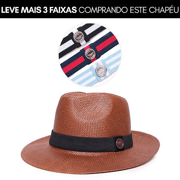 Kit Chapéu Fedora Palha Rígida Marrom Aba Média 6,5 Faixa Preta - Cole -  Chapéu & Estilo | Custom Hats