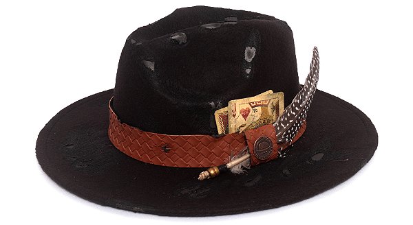 Chapéu Fedora Preto Aba Média 7cm High Custom XII