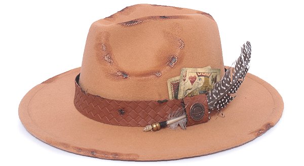 Chapéu Fedora Bege Aba Média 7cm High Custom XII