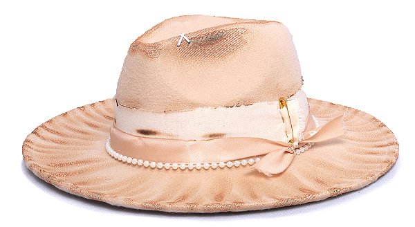 Chapéu Fedora Off White Aba Média High Custom XIII
