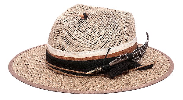 Chapéu Fedora Juta Bege Aba Média High Custom XV