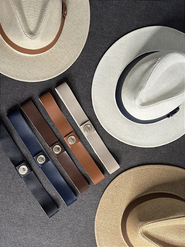 Kit 3 Chapéus Panamá Personalizado com 5 Faixas de Couro