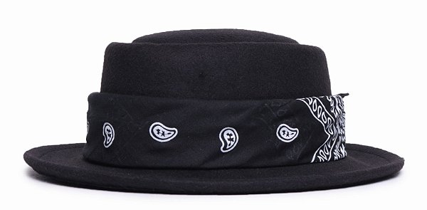 Chapéu Pork Pie Feltro Preto Aba Média 6cm - Coleção Bandana pg