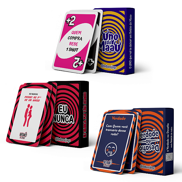 Kit - Eu Nunca, Uno Do Mau E Verdade Ou Desafio