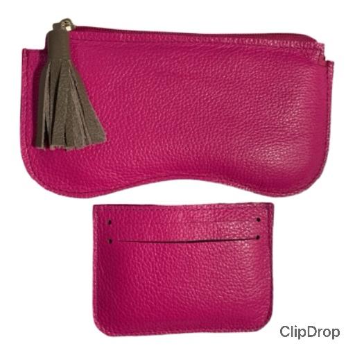 Conjunto Porta óculos e porta cartões em couro