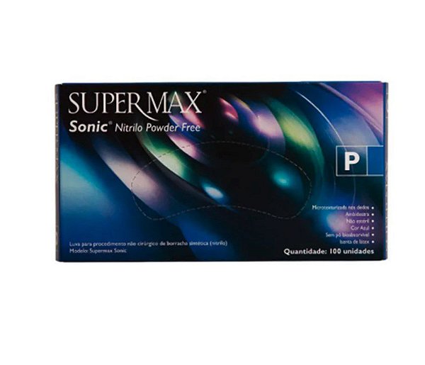 Luva P Nitrilica Sem Po Sonic Azul Cobalto - Supermax