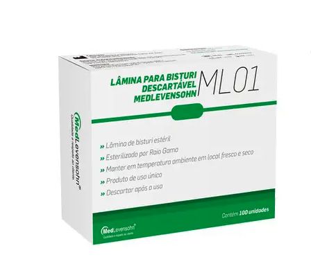 Lamina 22 Bisturi Carbono Caixa C/100 unid - MedLevensohn