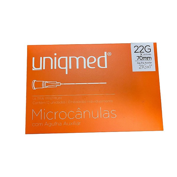 Microcanulas 22g X 70mm C/ Agulha Auxiliar(21gx1) 12 Un - Uniqmed