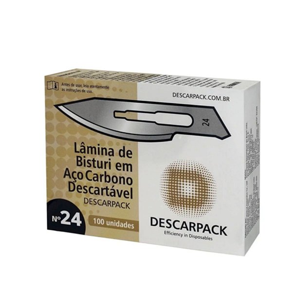 Lamina 24 Bisturi Carbono Caixa C/100 unid - Descarpack