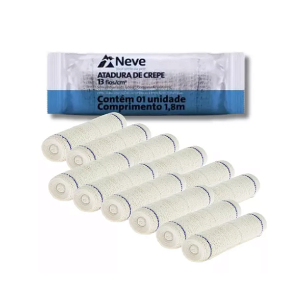 Atadura 20Cm X 1,8M Crepom - Pct c/ 12 unidades - Neve