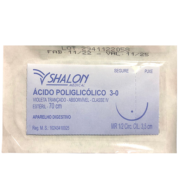 Fio Acido Poliglicolico 3-0 C/Ag.3,5Cm 70Cm - Shalon