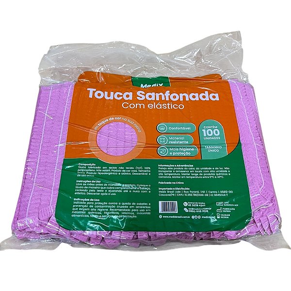 Touca Desc. Sanfonada Rosa C/Elastico Pct c/100 un - Medix