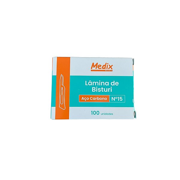 Lamina 15 Bisturi Carbono Caixa C/100 unid - Medix