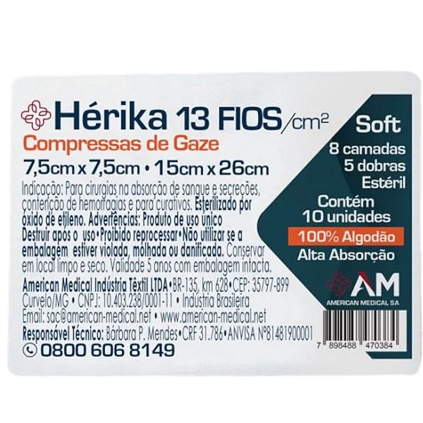 Compressa 13 Fios C/05 Un. Esteril Herika - American