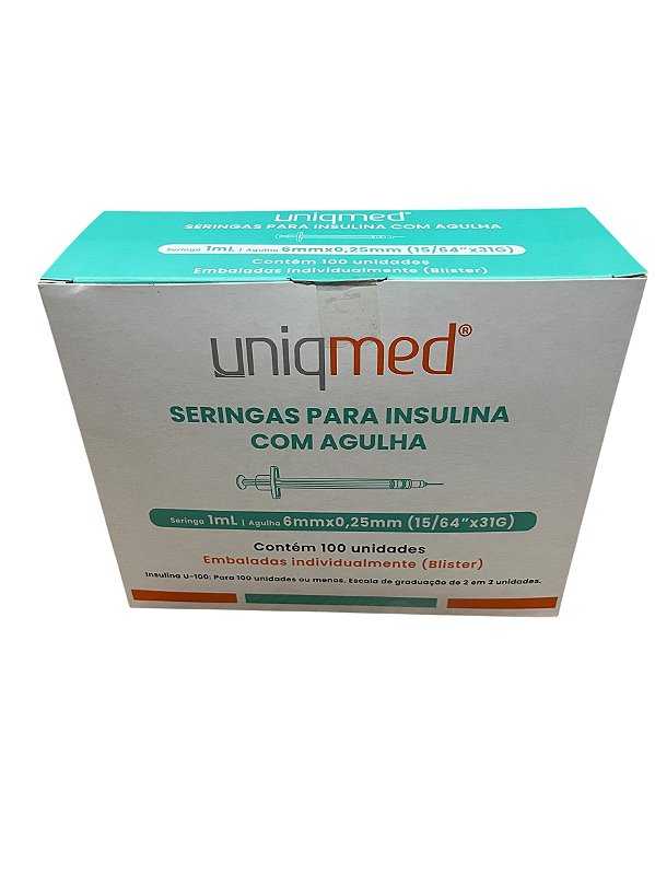Seringa 1Ml 6X0,25Mm Cx C/100 Unid emb individual - Uniqmed