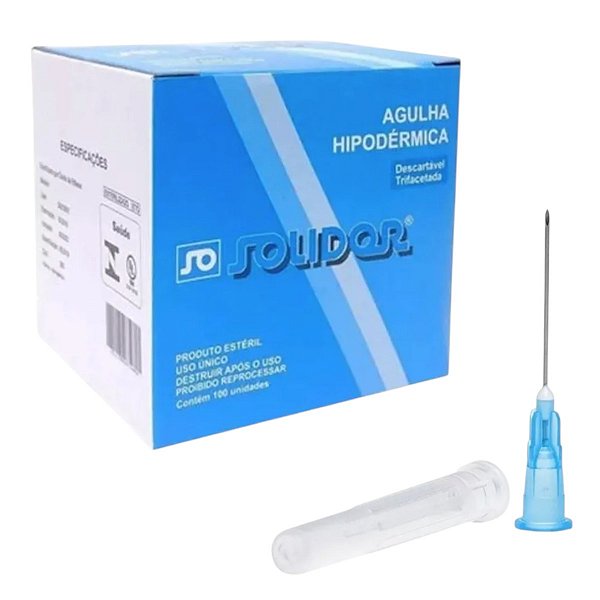 Agulha 25 X 0,60 23G 1 Azul Cx C/100 Un - Solidor