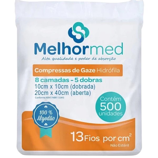 Compressa 13 Fios 10 x 10 cm C/500 Un - Melhor Med
