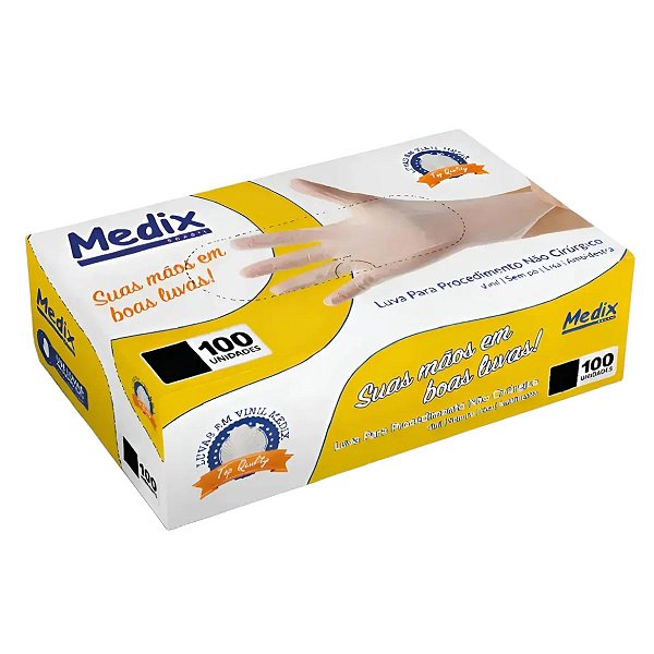 Luva De Vinil Sem Pó Tamanho G – Medix