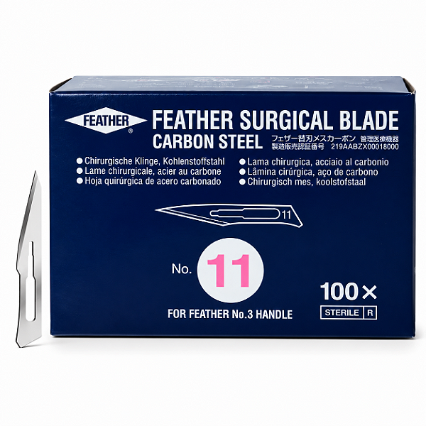Lâmina De Bisturi Aço Carbono Nº 11 Caixa Com 100 Unidades – Feather