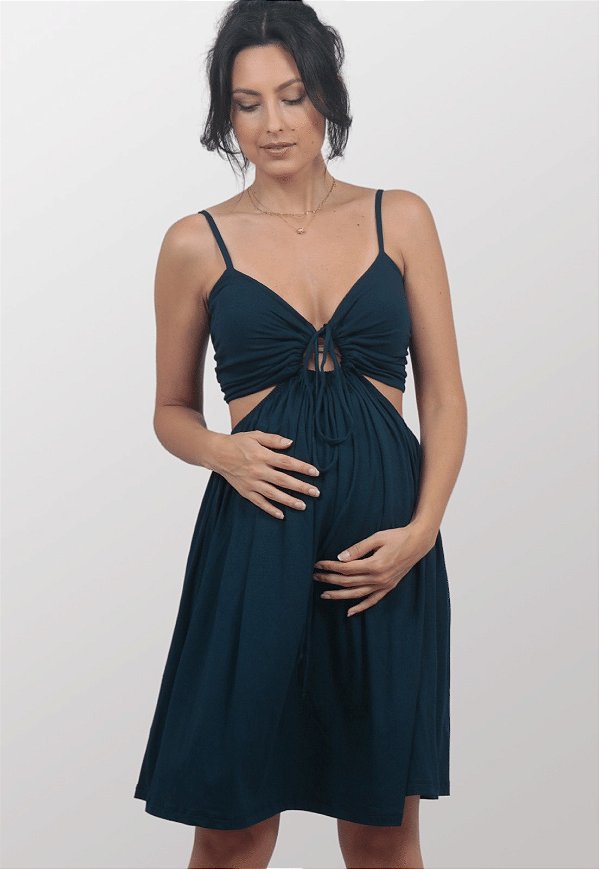 Vestido Gestante Amamentação Alcinhas Natalia