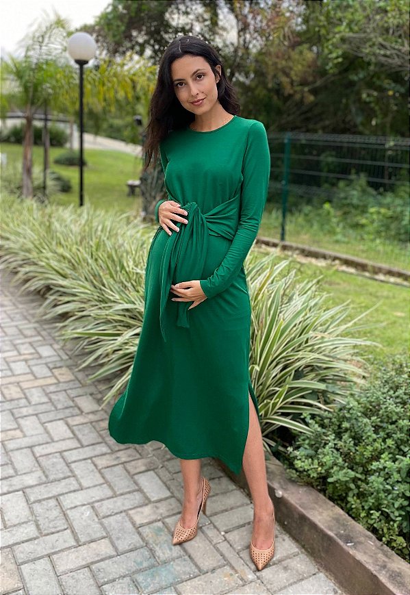 Vestido Gestante Amamentação Isadora Verde
