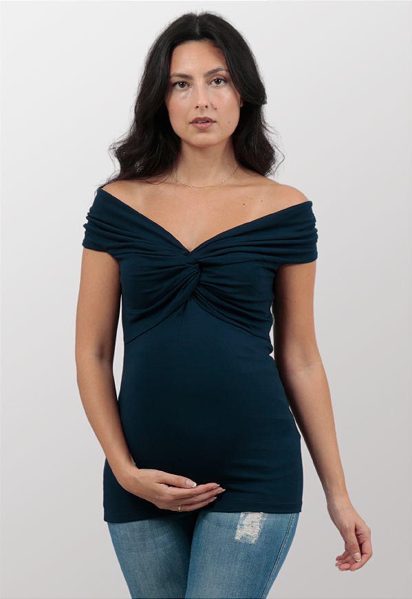 Blusa Gestante Ombros a Mostra Ofelia Marinho