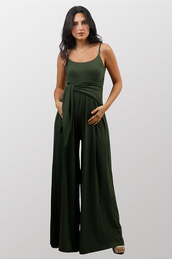 Macacão Gestante Pantalona Zen Verde Oliva