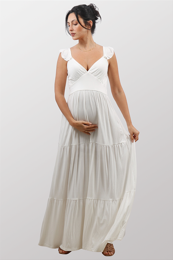 Vestido Gestante Amamentação Carol Off-White