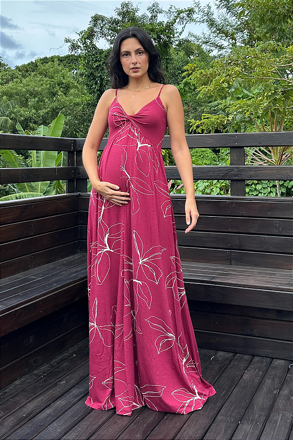 Vestido Gestante Estampado De Alças Clara Bossa