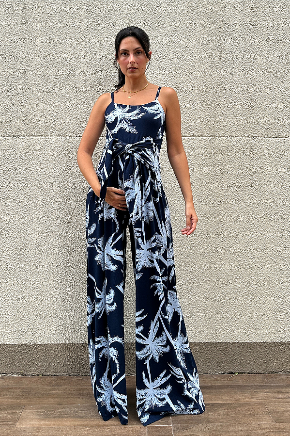 Macacão Gestante Pantalona Estampado Zen Litoral