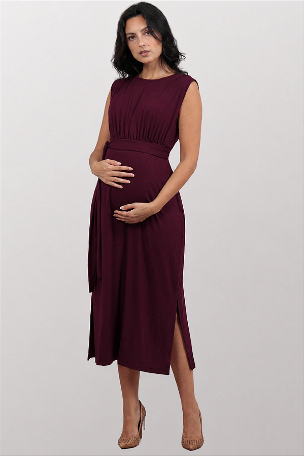 Vestido Gestante Amamentação Betina Vinho