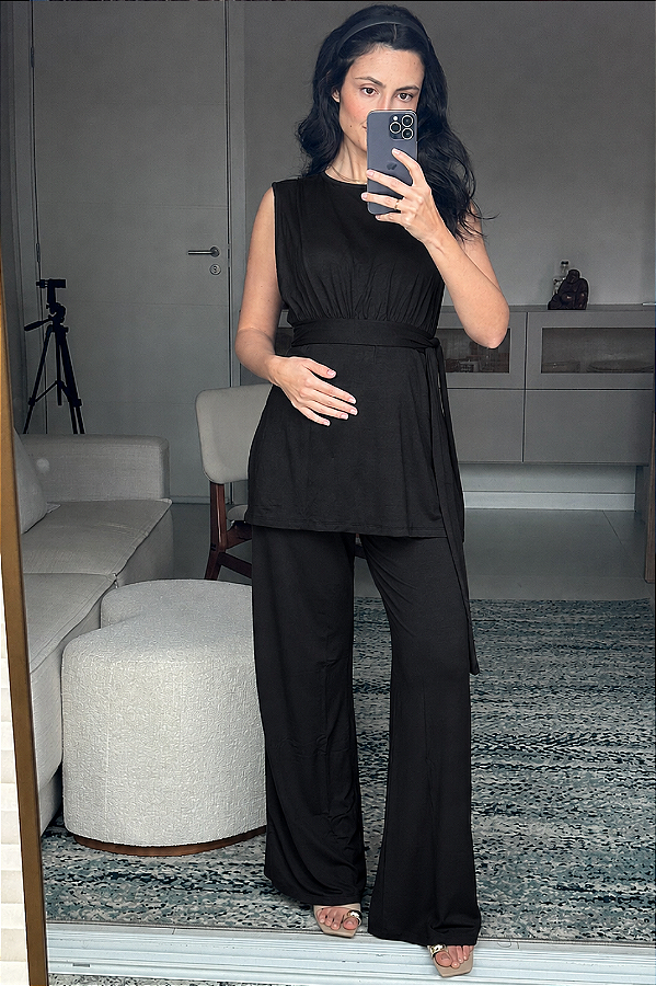 Conjunto Gestante Amamentação Elegante e Pratico Sonia Preto