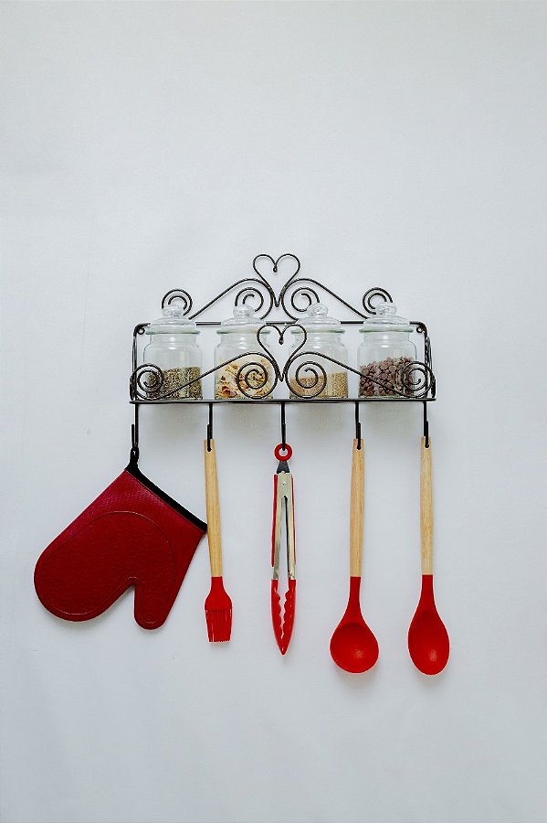 Prateleira Multiuso com Ganchos – Modelo Grande Coração Arabesco