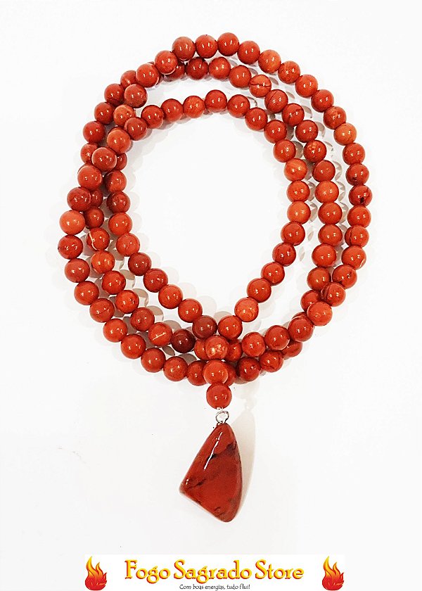 Japamala Jaspe Vermelho 6mm Pedra Natural 108 Contas Budismo