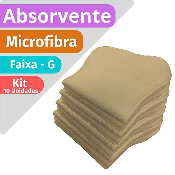 Kit Absorventes de Microfibra - tipo faixa | 10 unidades
