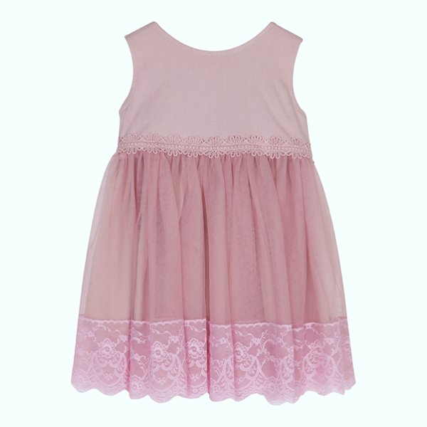 Vestido Infantil Linho Tule Renda