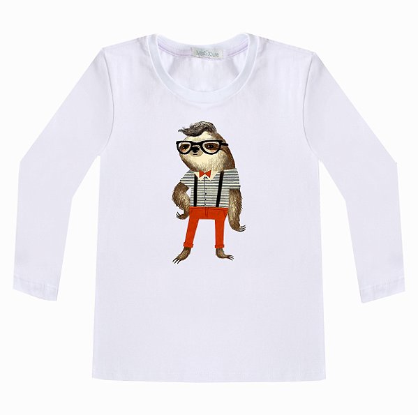 Camiseta Infantil com M.Longa Preguiça